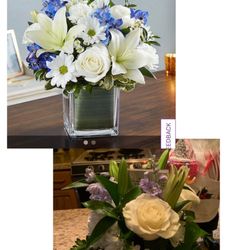 Flora Ventures - Flowers I ordered on top....flowers my Mom got from here. Looks NOTHING like the one I ordered....