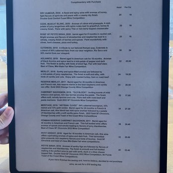 Penman Springs Vineyard - Menu 9/2022 - Wineries Near Me - Paso Robles, California