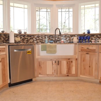 Creative Kitchen and Bath - Unusual horseshoe shaped design.  Natural Rustic Hickory cabinets, - General Contractors Near Me - Merritt, North Carolina
