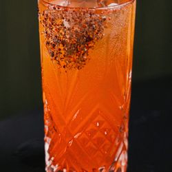 Mandrake Rooftop - Fire & Fury Mocktail - Bare Zero Proof Reposado Tquila, Pomegranate Red Pepper Cordial, Bay Leaf, Lemon, Bubbly Water