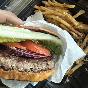 The Kitchen at  StoneBrier - StoneBrier Cheeseburger & Garlic Fries - New American Near Me - Stockton, California