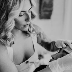 The Little Owl Spa - Katerina, our amazing esthetician working her brow magic.