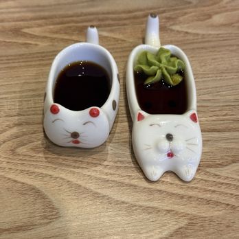 Shin Sushi - Cute sauce dishes w/o and w/ wasabi, respectively. - Japanese Near Me - Pleasant Hill, California Shin Sushi - Cute sauce dishes w/o and w/ wasabi, respectively. - Japanese Near Me - Pleasant Hill, California