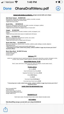 Menu photo 2 Ohana Food Flagler Beach, FL