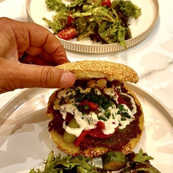 LeVant Dessert - Smashed Falafel in sesame bread - Desserts Near Me - Menlo Park, California LeVant Dessert - Smashed Falafel in sesame bread - Desserts Near Me - Menlo Park, California