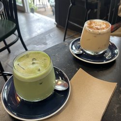 Bespoke & Grind - Matcha latte + iced chai