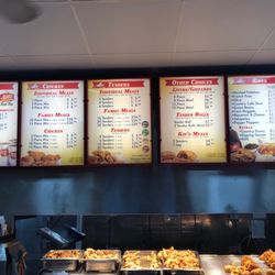 Bush's Chicken - The menu on the wall, I didn't see a smaller one.