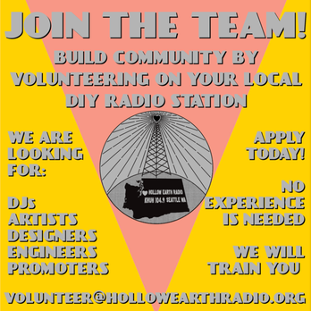 Hollow Earth Radio - Call for Volunteers flyer from 2022 - Radio Stations Near Me Hollow Earth Radio - Call for Volunteers flyer from 2022 - Radio Stations Near Me