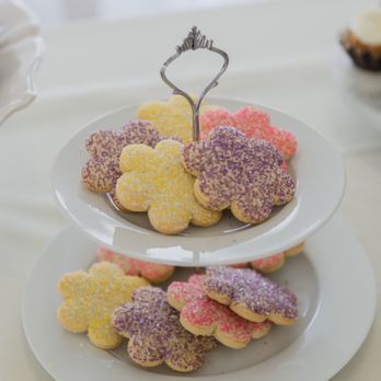 Riverside Cookie Shoppe - three tiered plates of decorated cookies - Desserts Near Me - Riverside, California