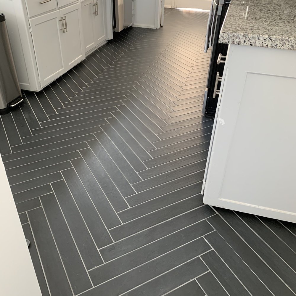 Outlet Tile Center - Black Herringbone Kitchen Tile - Flooring Near Me - Bellflower, California Outlet Tile Center - Black Herringbone Kitchen Tile - Flooring Near Me - Bellflower, California