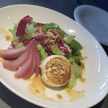 Hershey Grill - RW: Boston Bibb&Radicchio Salad Red Wine Poached Pear, Caramelized Red Onion, Maytag Blue Cheese Flan, Roasted Pistachio, Vngrt - American Near Me - Hershey, Pennsylvania