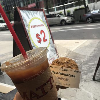 Matto Espresso - Iced Americo (I added almond milk) and a vegan cookie. Big $2 each. - Bakeries Near Me - New York, New York