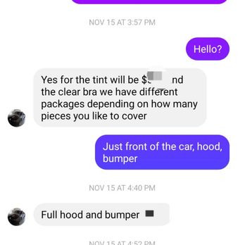 All Shades Tint - Reached out in November with my car's ETA - Car Window Tinting Near Me