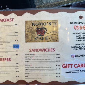 A Romo's Cafe - Menu February 2025 - Coffee & Tea Near Me - Hayward, California A Romo's Cafe - Menu February 2025 - Coffee & Tea Near Me - Hayward, California