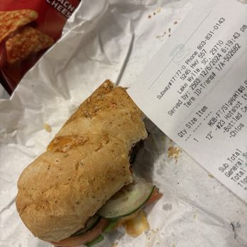 Subway - *was* a foot long   & barely anything fell out if that tells you how well it was made lol - Sandwiches Near Me - Lake Wylie, South Carolina
