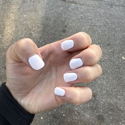 White with glitter gel manicure White with glitter gel manicure