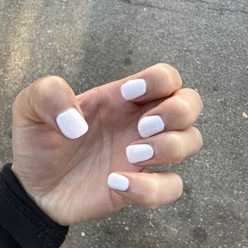 Posh Up Nails - White with glitter gel manicure - Nail Technicians Near Me - Los Angeles, California Posh Up Nails - White with glitter gel manicure - Nail Technicians Near Me - Los Angeles, California