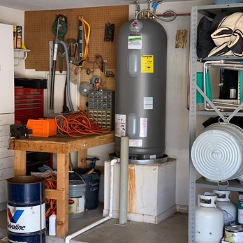 Edwards Plumbing - Installed 50 gallon rheem electric water heater with drain pan drain line 3/4" ball valve with flex lines and new temp and pressure line - Plumbing Near Me Edwards Plumbing - Installed 50 gallon rheem electric water heater with drain pan drain line 3/4" ball valve with flex lines and new temp and pressure line - Plumbing Near Me