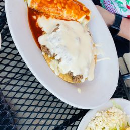 Chicken Enchilada, beef taco & tostada combo Chicken Enchilada, beef taco & tostada combo