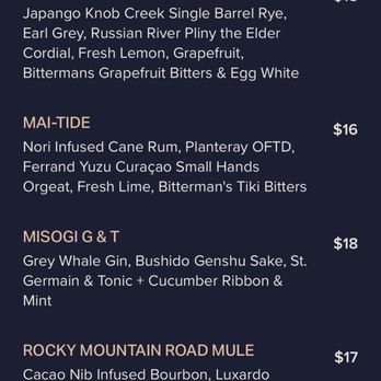 Japango - Cocktail Menu - Japanese Near Me - Boulder, Colorado