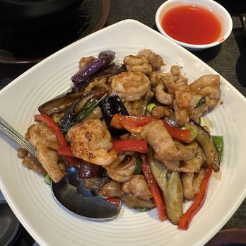 Ng's Cooking - Delicious huge portion of Spicy Eggplant, Shrimp & Chicken! My FAV every time!  :0) - Chinese Near Me - South San Francisco, California