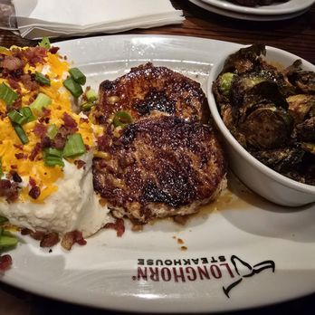 LongHorn Steakhouse - Cowboy Pork Chops, Brussel sprouts, and loaded mashed potatoes - Steakhouses Near Me - Kingsland, Georgia LongHorn Steakhouse - Cowboy Pork Chops, Brussel sprouts, and loaded mashed potatoes - Steakhouses Near Me - Kingsland, Georgia