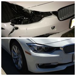 HBM Auto Body - Hit a deer. Before & After repair.