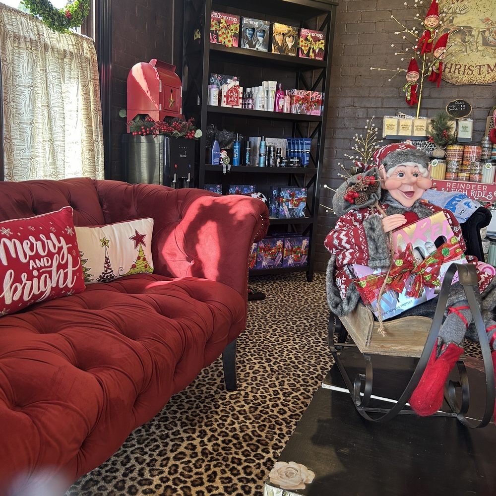 Shagg Salon - Waiting area all cute out for Christmas - Hair Stylists Near Me - Flat Rock, Michigan Shagg Salon - Waiting area all cute out for Christmas - Hair Stylists Near Me - Flat Rock, Michigan