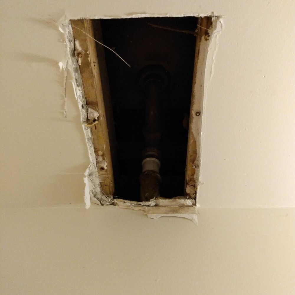 ML Home Interior Remodeling - hole in ceiling above bathroom shower - Painters Near Me - Franklin Park, Illinois ML Home Interior Remodeling - hole in ceiling above bathroom shower - Painters Near Me - Franklin Park, Illinois