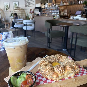 Cafe Vivella - Pistachio Latte  Simit with Egg - Desserts Near Me - Pittsburgh, Pennsylvania