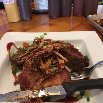 BBQ'd Productions - Brisket , sausage , pulled pork rolled into a bacon wrapped smoked explosion over mashed potatoes covered with onion straws. Impressive! - New American Near Me - Third Lake, Illinois BBQ'd Productions - Brisket , sausage , pulled pork rolled into a bacon wrapped smoked explosion over mashed potatoes covered with onion straws. Impressive! - New American Near Me - Third Lake, Illinois