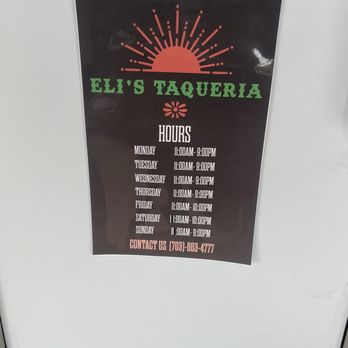 Eli's Taqueria - Store hours - Tacos Near Me - Arlington, Virginia