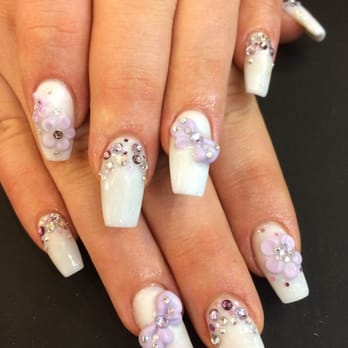 Nail Salon Aqua - My most recent design, the bow matches my hair bow. - Nail Salons Near Me - Lomita, California