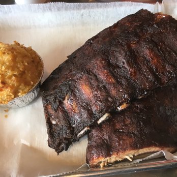 Bombers BBQ - Baby back ribs with a side of Mac and cheese! 5/5 on ribs and 3/5 on Mac and cheese - Barbeque Near Me - Munster, Indiana