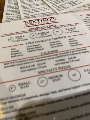 Menu photo 1 Bentino's Pizza Waynesville, OH