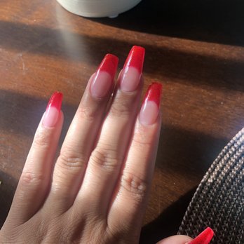 Elegant Nails & Spa - Red deep arch French tip - Nail Salons Near Me - Seaside, California Elegant Nails & Spa - Red deep arch French tip - Nail Salons Near Me - Seaside, California