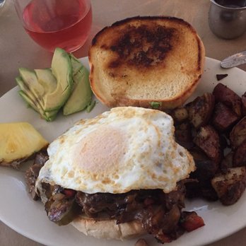The Sinful Kitchen - Steak Bomb - w/cheddar cheese, mushrooms, onions and peppers on a grilled bulky roll. I added one egg, jalapenos and a side of avocado. - Breakfast & Brunch Near Me - Portland, Maine The Sinful Kitchen - Steak Bomb - w/cheddar cheese, mushrooms, onions and peppers on a grilled bulky roll. I added one egg, jalapenos and a side of avocado. - Breakfast & Brunch Near Me - Portland, Maine