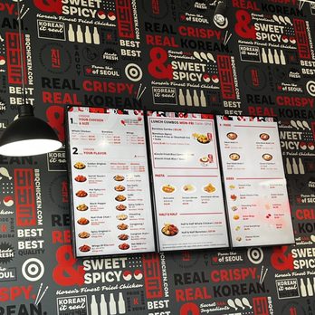 bb.q Chicken Brea - Menu board - Korean Near Me - Brea, California