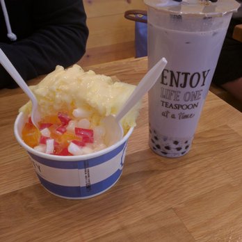 Teaspoon - Tropical Shaved Ice and a Taro Boba Drink! No complaints (: very enjoyable and fun experience - Bubble Tea Near Me - Redwood City, California Teaspoon - Tropical Shaved Ice and a Taro Boba Drink! No complaints (: very enjoyable and fun experience - Bubble Tea Near Me - Redwood City, California