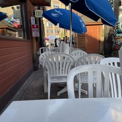 Seattle Bay Creamery -- Homemade Ice Cream - Outdoor seating has sun shade umbrellas