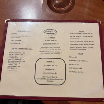 Rocco's Café - Menu - Italian Near Me - San Francisco, California