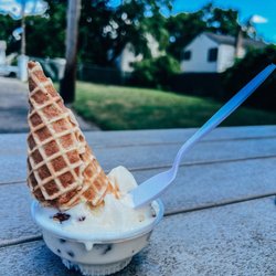 Flannel Cow Creamery - Pistachio Ice cream (Junior Size) with Waffle Cone