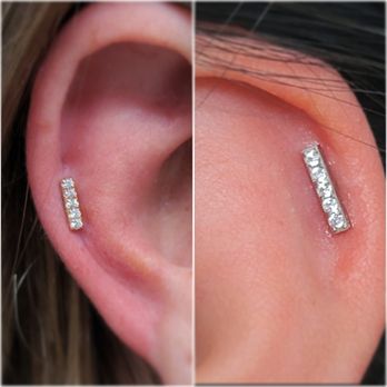 Body Exotic - Gold bar with gems (left) and titanium bar with gems (right). - Piercing Near Me - San Jose, California Body Exotic - Gold bar with gems (left) and titanium bar with gems (right). - Piercing Near Me - San Jose, California