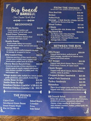 Menu photo 1 Big Boned Barbecue Pensacola, FL Menu photo 1 Big Boned Barbecue Pensacola, FL