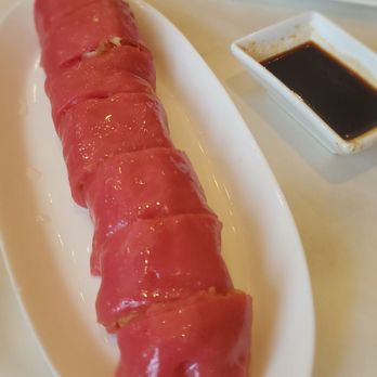 Chef Tony - Red rice roll with donut and shrimp - Dim Sum Near Me - Richmond, British Columbia Chef Tony - Red rice roll with donut and shrimp - Dim Sum Near Me - Richmond, British Columbia