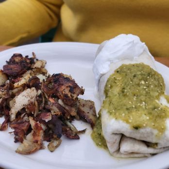 Ria's Bluebird - Breakfast burrito and potatoes - Southern Near Me - Atlanta, Georgia Ria's Bluebird - Breakfast burrito and potatoes - Southern Near Me - Atlanta, Georgia