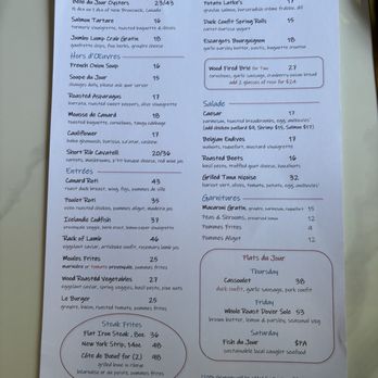 Bistro de Ville - Dinner menu (July 2025) - French Near Me - Scarsdale, New York