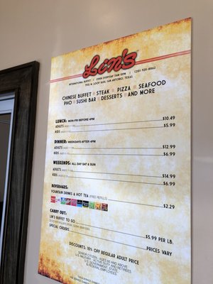 Menu photo 7 Lin's International Buffet San Antonio, TX