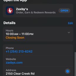 Screenshot of the time and their store hours posted on Apple Maps