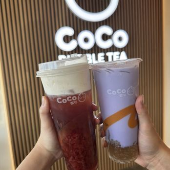 Coco Bubble Tea - Strawberry black tea with cheese foam, taro sago milk tea - Bubble Tea Near Me - Hacienda Heights, California